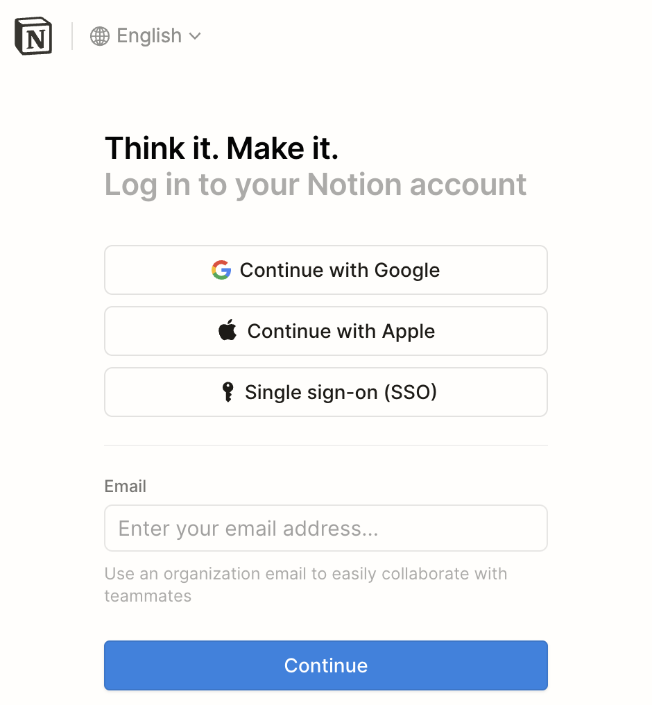 Notion Planner: Login 1